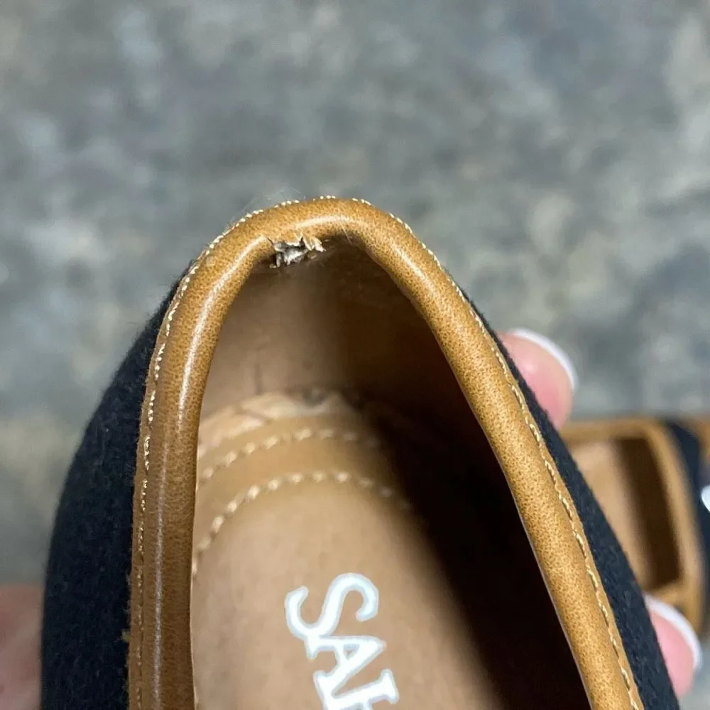 Sahara Ellison Black & Tan Espadrille Open Toe Wedge Size 9